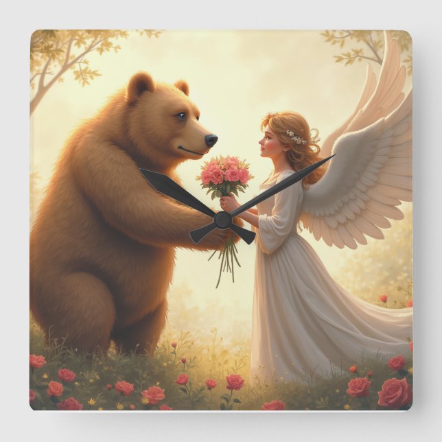  Bear's Love Square Wall Clock (Front)