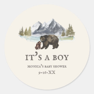 Bears Mountains Baby Shower Classic Round Sticker