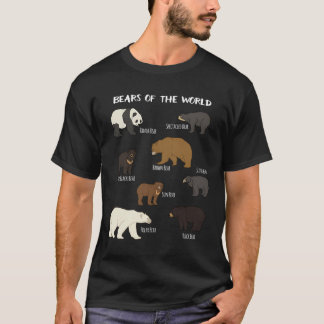 Bears Of The World Grizzly Bear Panda Black Polar  T-Shirt