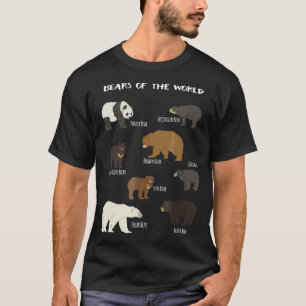 Bears Of The World Grizzly Bear Panda Black Polar  T-Shirt