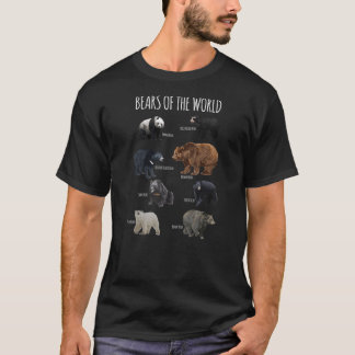 Bears of the World Panda Polar Grizzly Black Cute T-Shirt