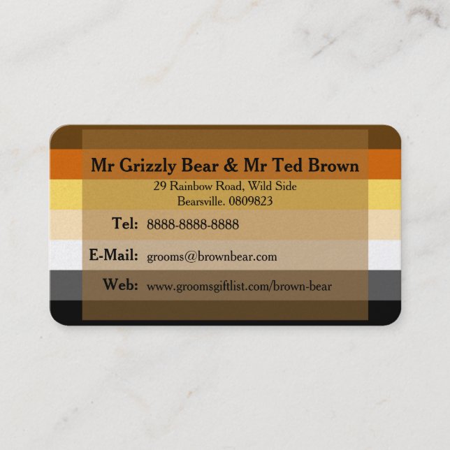 Bears on Bear Flag Gay Grooms Contact Card (Front)
