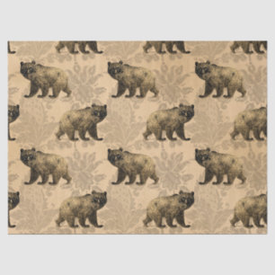 Bears on Brown Decoupage Tissue Paper