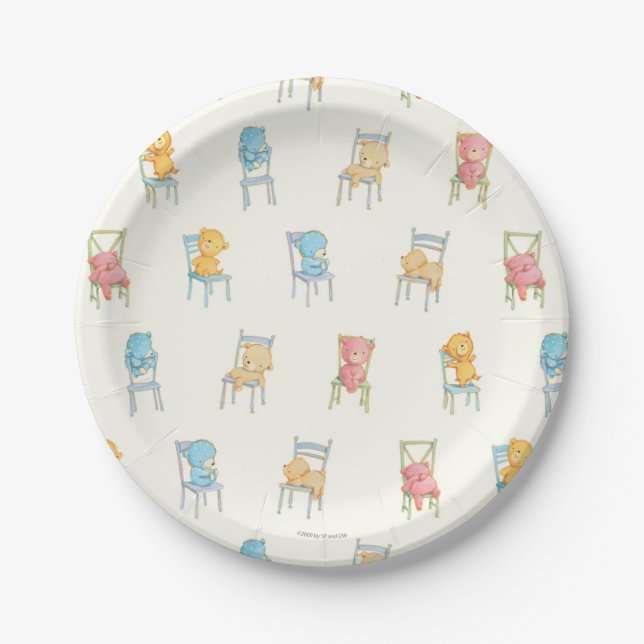 Bears On Chairs Pattern Paper Plate (Front)