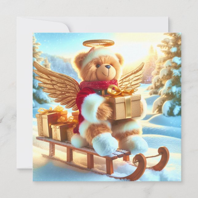 Bears on sledge with gifts card (Front)