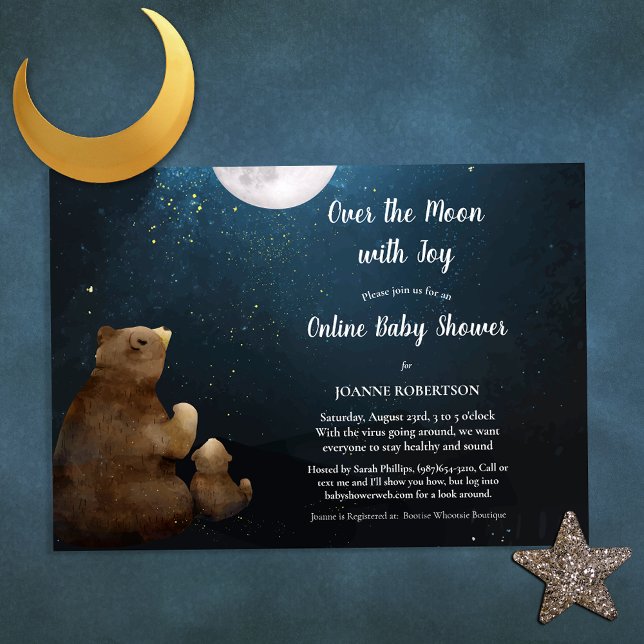 Bears Over the Moon Baby Shower Invitation (Creator Uploaded)