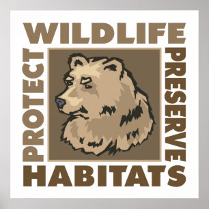 Bears - Protect Wildlife Preserve Habitats Poster