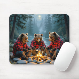 Bears Roasting Marshmallows at a Campfire Mouse Mat