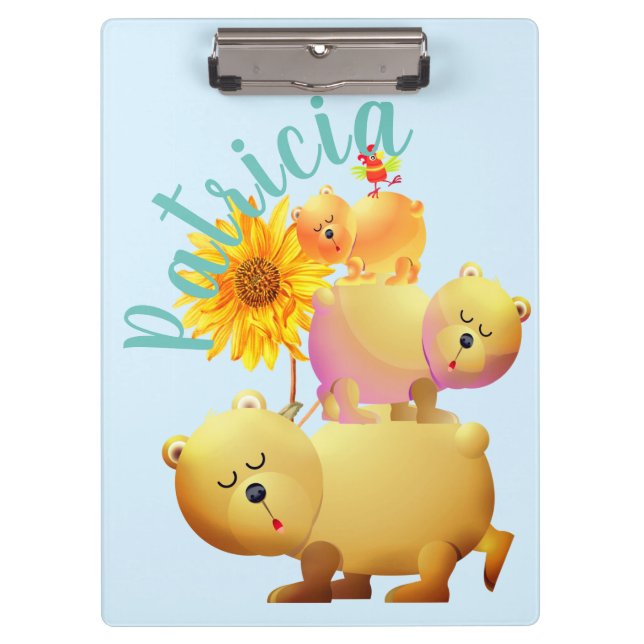 Bears, Rooster & Sunflower Tower Clipboard (Front)