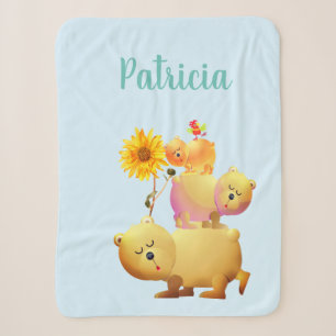 Bears, Rooster & Sunflower Tower Sherpa Blanket