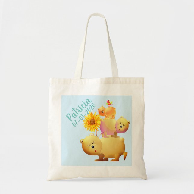 Bears, Rooster & Sunflower Tower Tote Bag (Front)