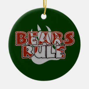 Bears Rule Brown on Silver Paw Ceramic Tree Decoration