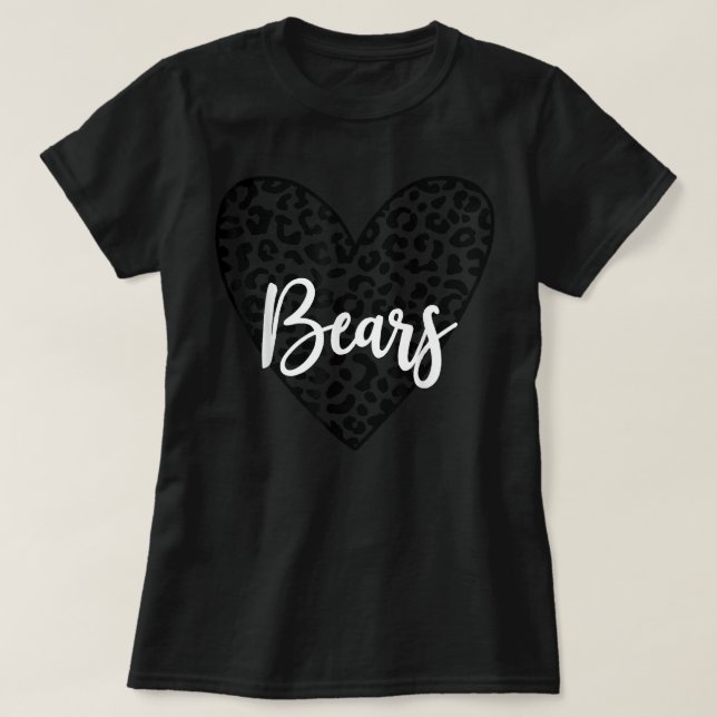 Bears School Spirit Mascot Leopard Heart Game Day  T-Shirt (Design Front)