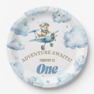 Bear's Skyward Soiree: First Birthday Paper Plate