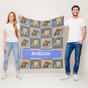 Bears Sleeping Print Fleece Blanket