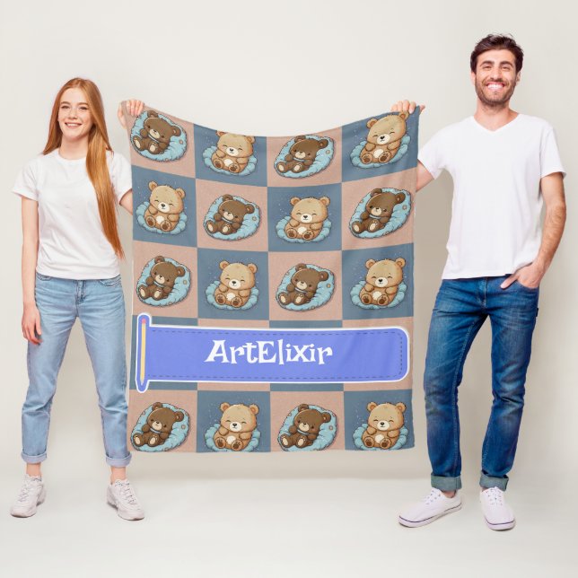  Bears Sleeping Print  Fleece Blanket (In Situ)