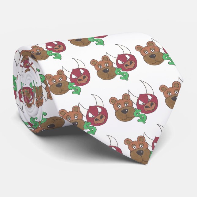 Bears vs Bulls Stock Market Money Trader Tie (Rolled)