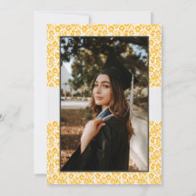 Bears Yellow Floral Damask Photo Graduation