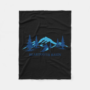 Beartooth basin wyoming ski resort skiing skier fleece blanket