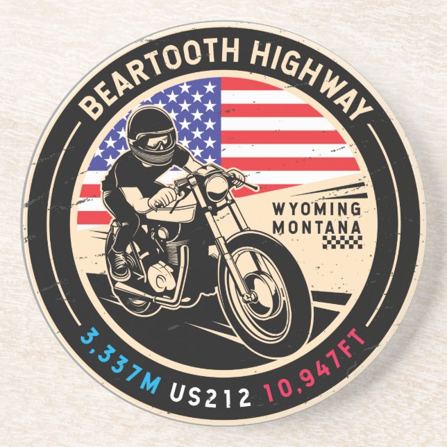 Beartooth Highway All American Roads Motorcycle  Coaster (Front)
