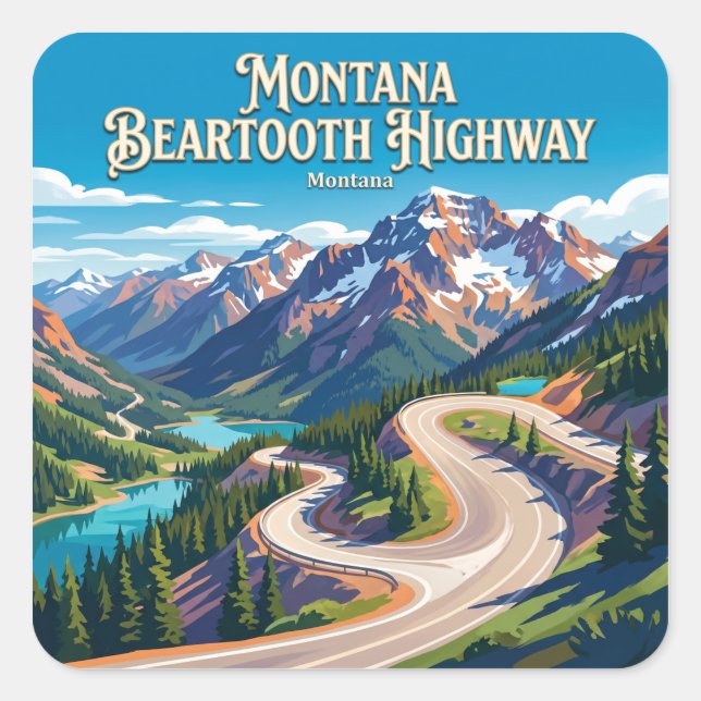 Beartooth Highway Montana Square Sticker (Front)