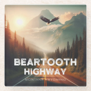 Beartooth Highway Montana Wyoming Eagle Glass Coaster