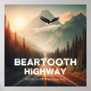 Beartooth Highway Montana Wyoming Eagle Poster