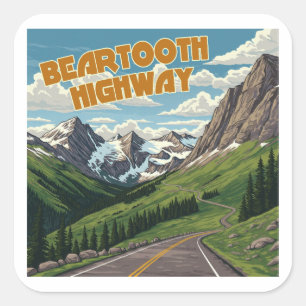 Beartooth Highway Montana Wyoming Landscape Square Sticker