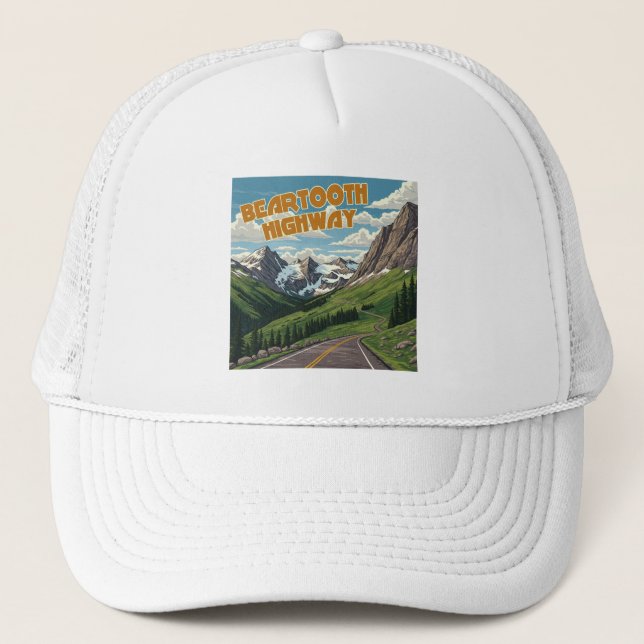 Beartooth Highway Montana Wyoming Landscape Trucker Hat (Front)
