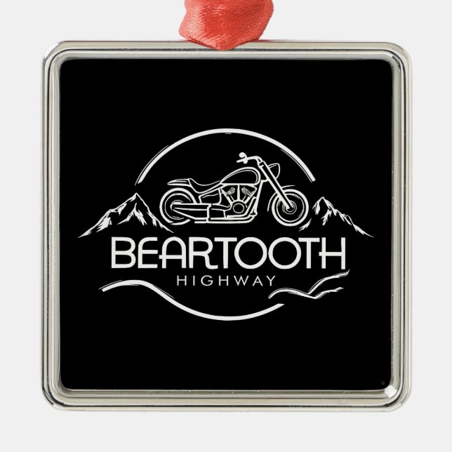 Beartooth Highway Montana Wyoming Motorcycle Metal Tree Decoration (Front)