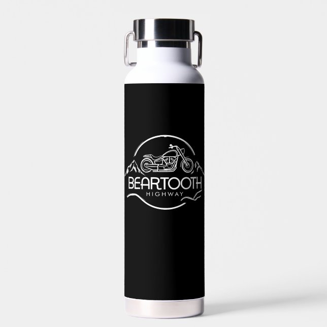 Beartooth Highway Montana Wyoming Motorcycle Water Bottle (Front)