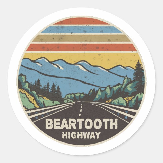 Beartooth Highway Montana Wyoming Mountains Classic Round Sticker (Front)