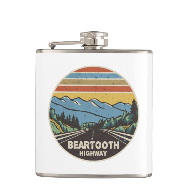 Beartooth Highway Montana Wyoming Mountains Hip Flask (Front)
