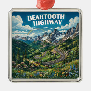 Beartooth Highway Montana Wyoming Rainbow Metal Tree Decoration