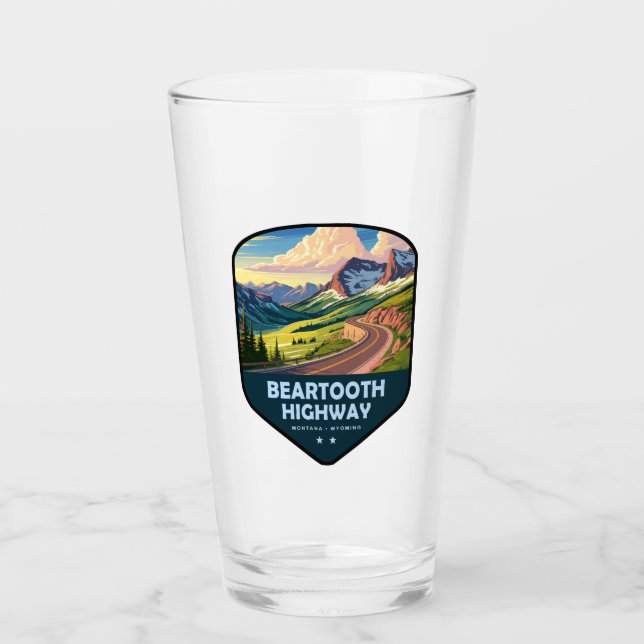 Beartooth Highway Montana Wyoming Shield Glass (Front)
