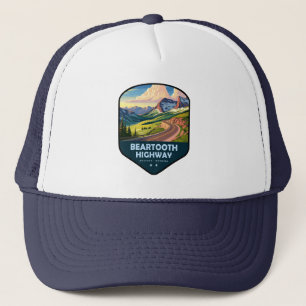 Beartooth Highway Montana Wyoming Shield Trucker Hat