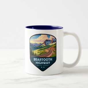 Beartooth Highway Montana Wyoming Shield Two-Tone Coffee Mug