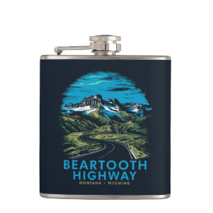 Beartooth Highway Montana Wyoming Vista Hip Flask