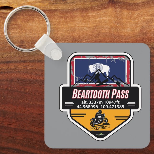 Beartooth Pass Motorcycle US 212 01 Key Ring (Front)
