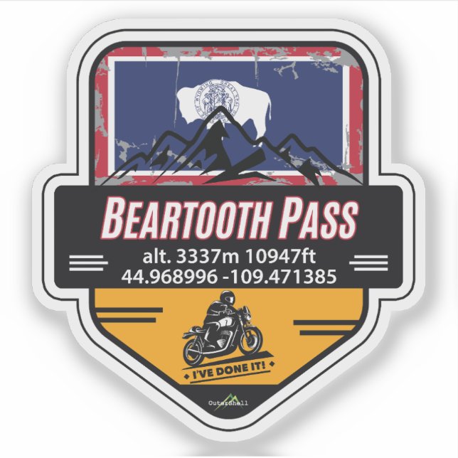 Beartooth Pass US 212 Motorcycle 01 Sticker (Front)