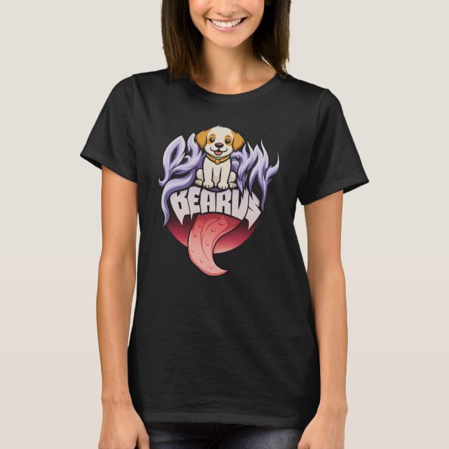 Bearus Cute Dog Tongue Out Cartoon T-Shirt (Front)