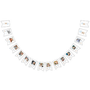 Beary 1st Birthday Blue 12 Months Milestone Photo Bunting