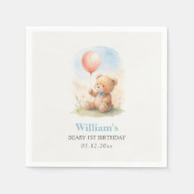 Beary 1st Boy Birthday Cute Teddy Bear Balloon