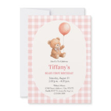 Beary 1st Girl Birthday Cute Teddy Bear Balloon