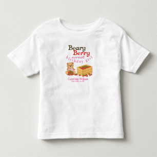 Beary Berry Sweet Cub and Strawberries Birthday Toddler T-Shirt