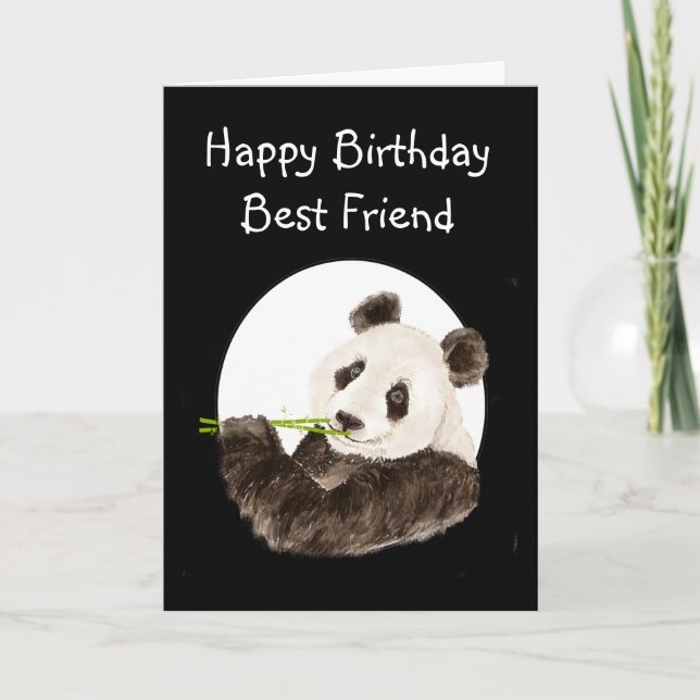 Beary Best Friend with Cute Watercolor Panda Card (Front)