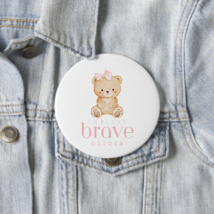 beary brave childhood cancer sick kids custom name 10 cm round badge
