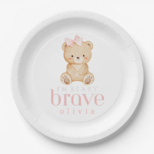 beary brave childhood cancer sick kids custom name paper plate