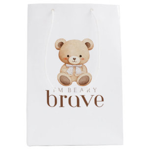 beary brave childhood cancer sick kids cute medium gift bag