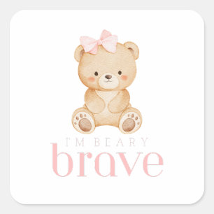 beary brave childhood cancer sick kids cute square sticker